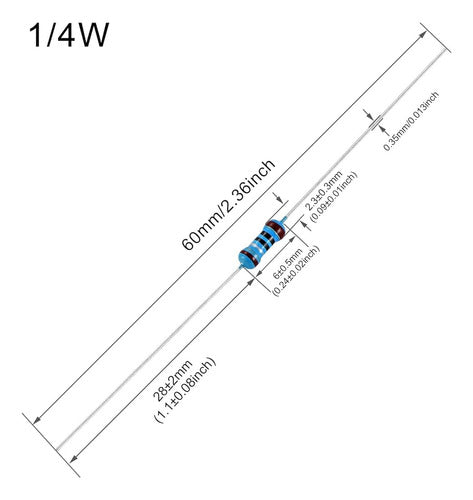 LAB1 TECH Resistencias 2.2m Ohms 1/4w 0.25w Metal Film Pack X10 1