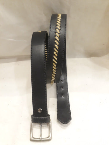 Agustino Cueros Leather Belt with Center Stitching 7