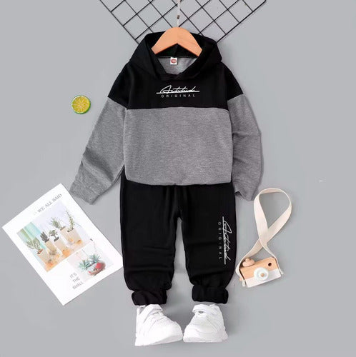 Baby Boy's Rustic Sweatshirt and Pants Set - 1 to 4 Years - Gray 1