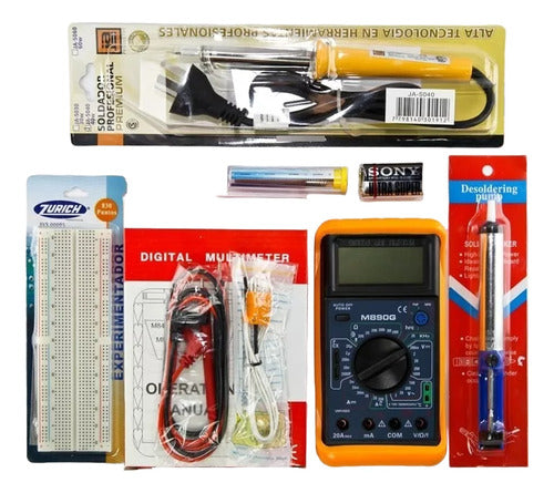 High Tec Electronica Combo X6 Electronic Level 2 Tester, Soldering Iron, Protoboard, Battery 0