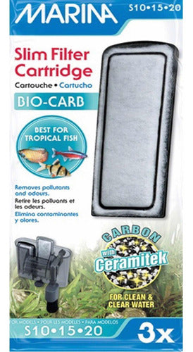 Marina Bio-Carb Slim Filter Replacement for S10 S15 S20 Aquarium x3 3