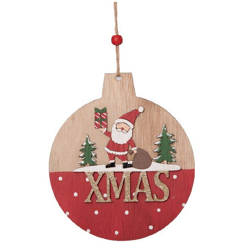 Christmas Ornament Santa Xmas Wooden Hanging Crown 13x15 Cm 0