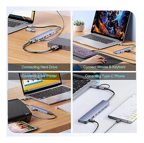 Hub Usb C Hub Usb 3.0, Vienon Aluminio 7 En 1 5