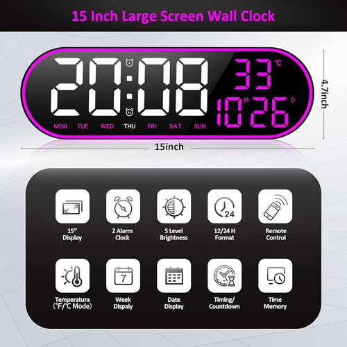 PiKaPiKaP Digital Wall Clock with Large Display 1