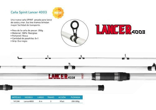 Spinit Caña Spinit Lancer 4003 4mts 3 Tramos Lance De Costa Frontal 2