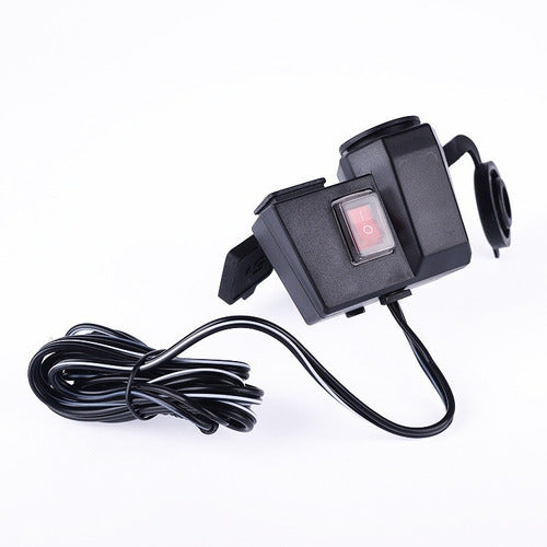 Reinforced 12V Socket with 2 USB Ports for Motorcycle Quad UTV ATV 1