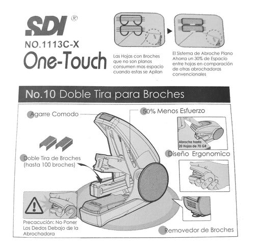 Abrochadora Metalica Sdi One Touch Nº 10 Hasta 20 Hojas 1