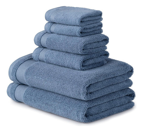 Martha Stewart Set of Towels 100% Cotton 6pcs Soft Blue 0