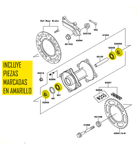 ProX Set Rulemanes Retenes Rueda Trasera Kawasaki Kx 80 1988-1997 1