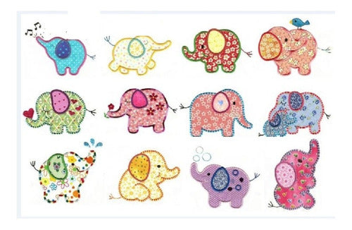 Elephant Design Embroidery Machine Applique Matrices Set 0
