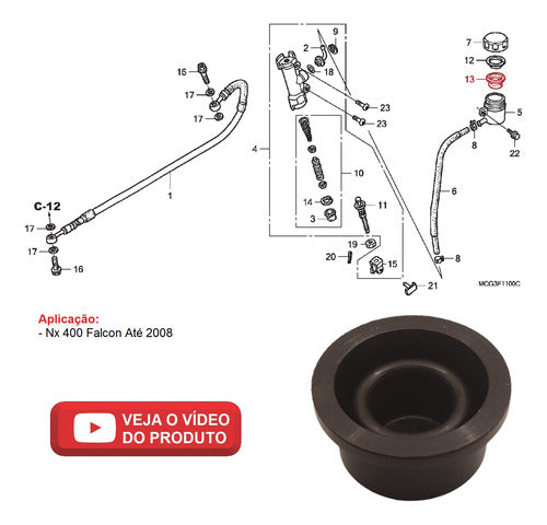 Diafragma Cilindro Freio Traseiro Nx 400 Falcon Até 2008 1
