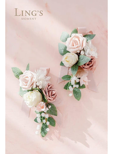 Ling's Moment Dusty Rose & Blush Floral Shoulder Corsages, M 1