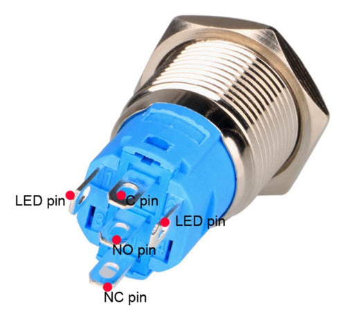 Metallic Flush Push Button 16mm LED 12-24V 13