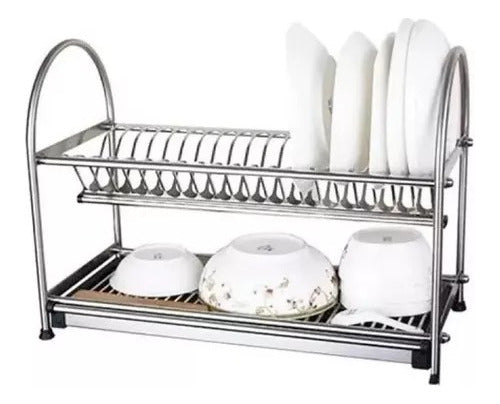 Crystal Rock Double Stainless Steel Dish Drainer 4