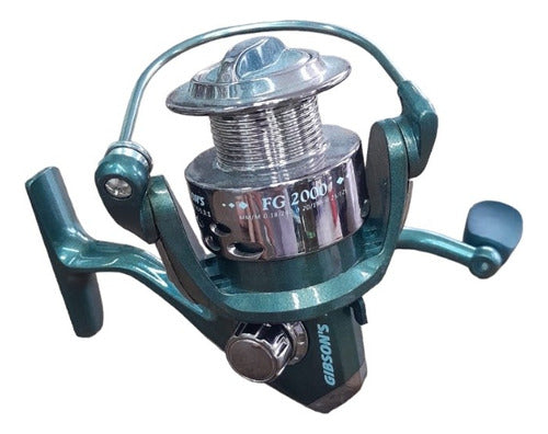 Combo Gibson's River Blue 3.20mts Telescopic Fishing Rod + Reel 1