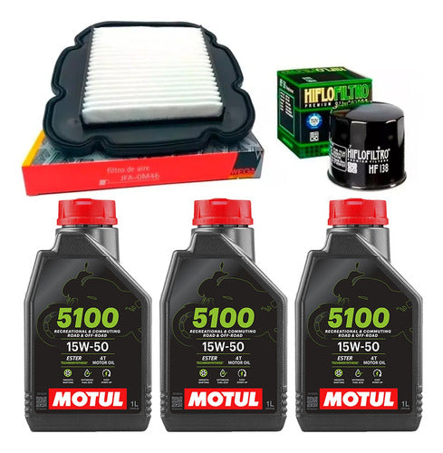 HIFLOFILTRO + WEGA + MOTUL Kit Filtros + Aceite Motul 5100 X 3 Suzuki V Strom 1000 Ryd 0