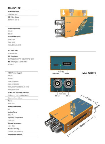 AVMATRIX Mini Converter HDMI to SDI High-End 1080p 6