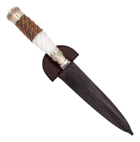 Cuchillo Madera Y Hueso Galloneado 14cm Acero Inox Vaina Vaq 0