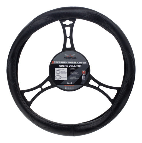 Norwing 38 Cm Black Leather Steering Wheel Cover 0