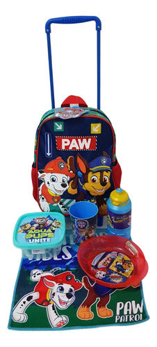 Paw Patrol Complete Set, Blue and Pink Wheeled Backpack 0