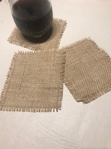 Set of 12 Burlap Coasters with Reinforced Stitching 0