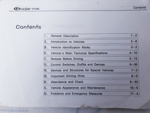 Manual Propietario Camioneta Changhe ( En Ingles). 2