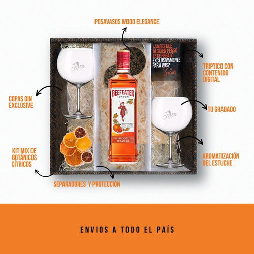 Beefeater Gin Orange Box Gift Kit + 2 Transparent Glasses 1