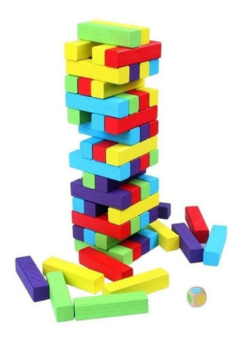 Color Tower Wood Blocks 54 Pieces Given Quality - Torre De Colores Bloques De Madera 54 Piezas Dado Calidad