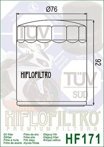 Hiflofiltro Filtro Aceite Harley Road King 99 17 HF171C Ryd 1