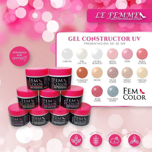 Fem Color UV LED Gel Flamant 30g Nail Construction LFME 6