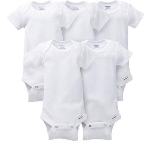 Gerber Set of 5 Basic White Short-Sleeve Bodysuits 0