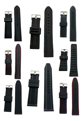 22mm Black Silicone Watch Band for Luminx Tomi Festin Watches 0