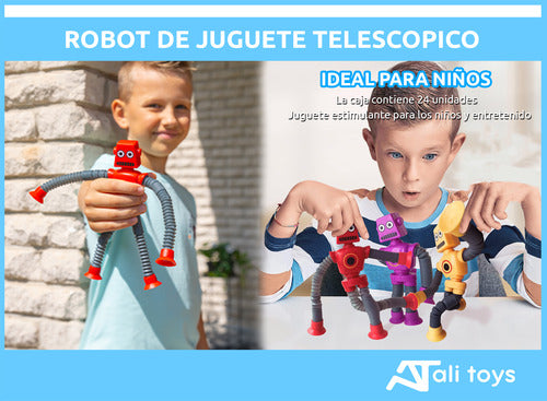 Alitoys Flexible Telescopic Robot Toy with LED Lights and Suction Cup 2