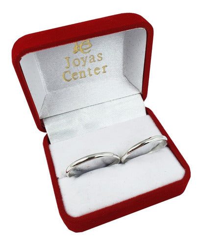 Joyas Center 925 Silver Half-Round Engagement Ring Couple Bands 0