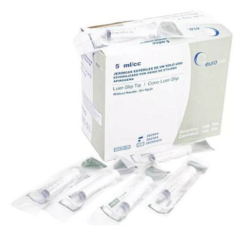 Euromix Disposable Syringe 5ml Without Needle X100 Units 1