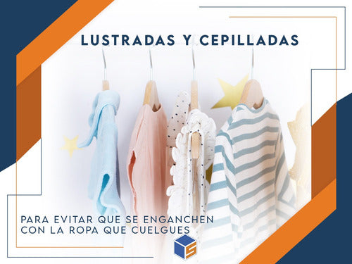 Pack 50 Perchas Niños Infantiles Madera Lustrada Barnizadas 5