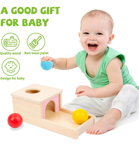 Adena Montessori Object Permanence Box with 3 Balls for Babies 1