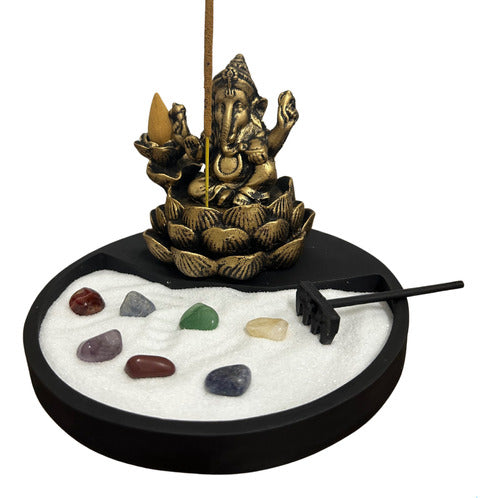 Incensario Cascata Ganesha Jardim Zen Brinde Kit 7 Chakras 2