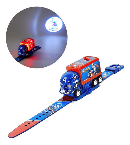 Super Hero Projector Watch Toy Truck Projects 6 Images with Friction Truck 0