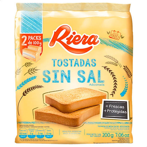 Riera Salt-Free Toasts - Pack of 6 Packages 1