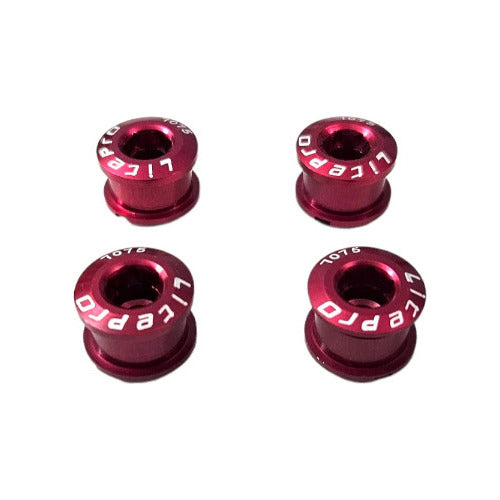 LICEPRO Red Aluminum Single Chainring Screws X4 0