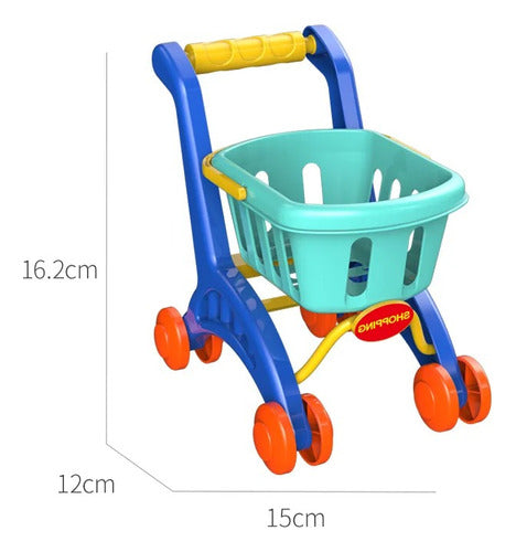 K&K Supermarket Shopping Cart with Fruits and Vegetables Toy 1