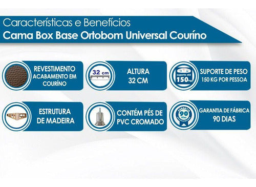 Cama Box Ortobom Universal Courino Branco Solteiro 78 1