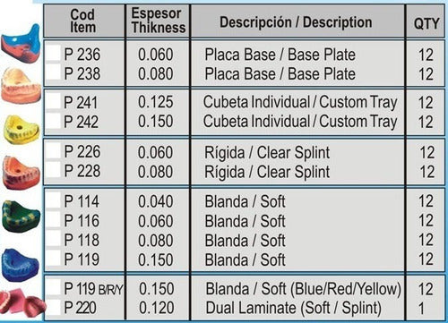 Sabilex Mouthguard Sheets P119 Assorted 1