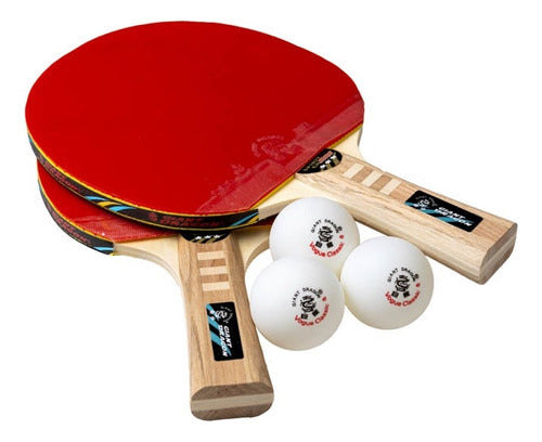 Set Ping Pong Giant Dragon 2 Paletas+3 Pelotas Tenis De Mesa 1