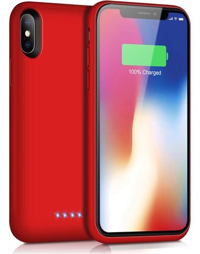 Qtshine Red Charging Case for iPhone XS/X/10 - 6500mAh Battery Capacity 0