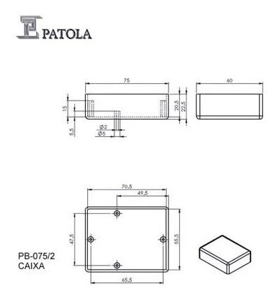 Caixa Plastica Patola Pb075/2 Preta 5pçs 1