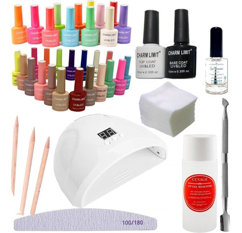 Complete Gel Manicure Starter Kit with LED/UV Nail Lamp & Remover 0