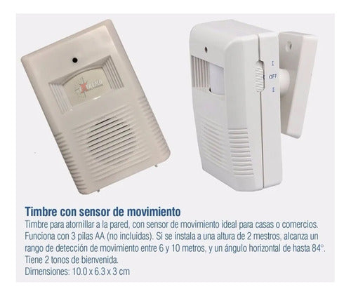 Sensor De Movimiento Alarma X2 Timbre  Aviso Local Almacén 5