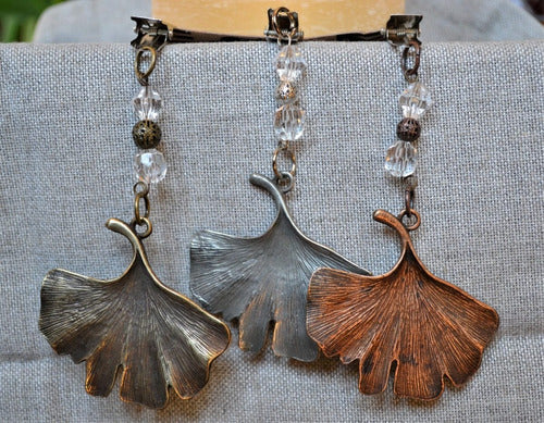 Set 4 Pesas Para Mantel Hoja Ginkgo Metal Plata 4